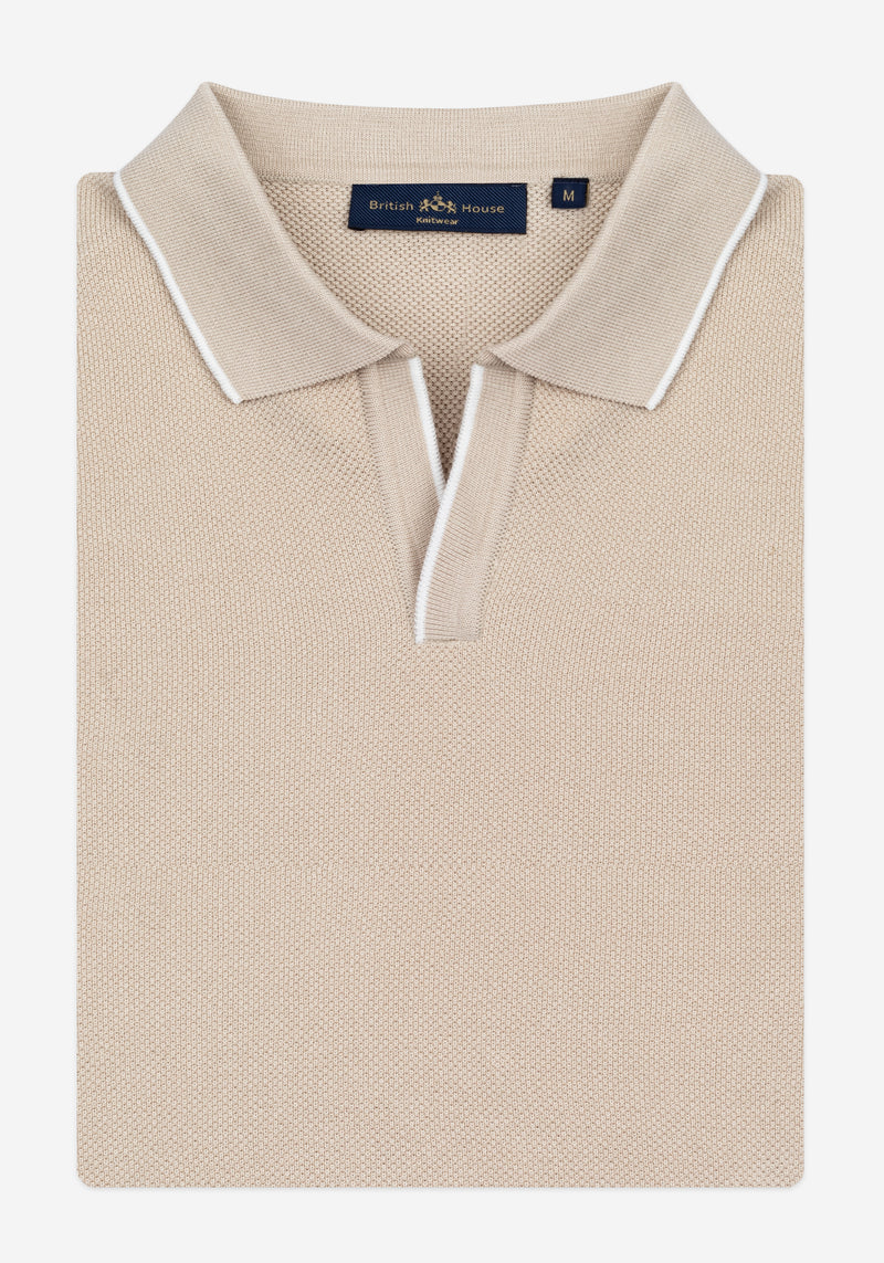 Muse Beige Knitted Polo Shirt