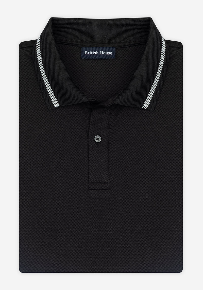 Aurora Black Cotton Polo Shirt