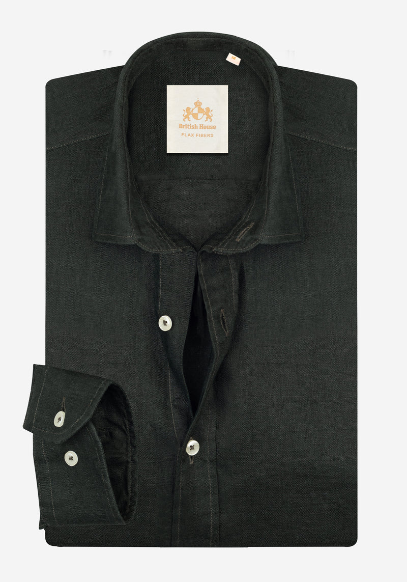 Dull Olive Belgian Linen Shirt