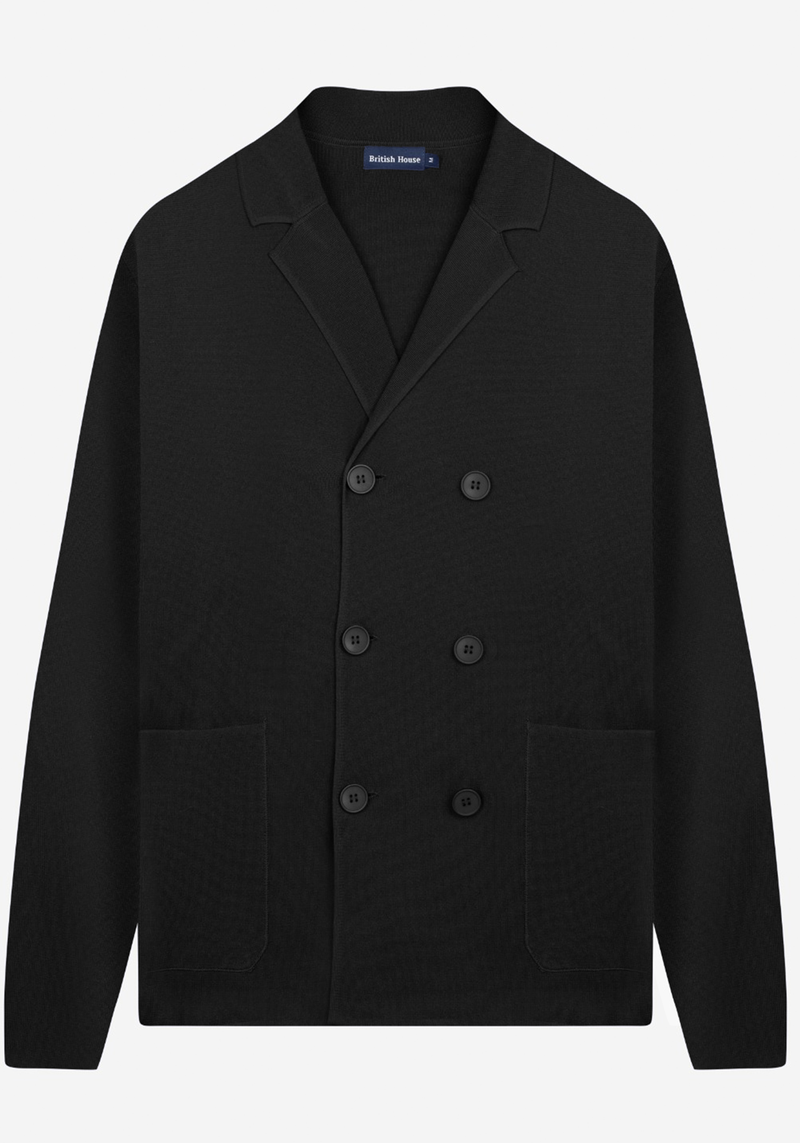 Ember Black Double-Breasted Polyamide Jardigan