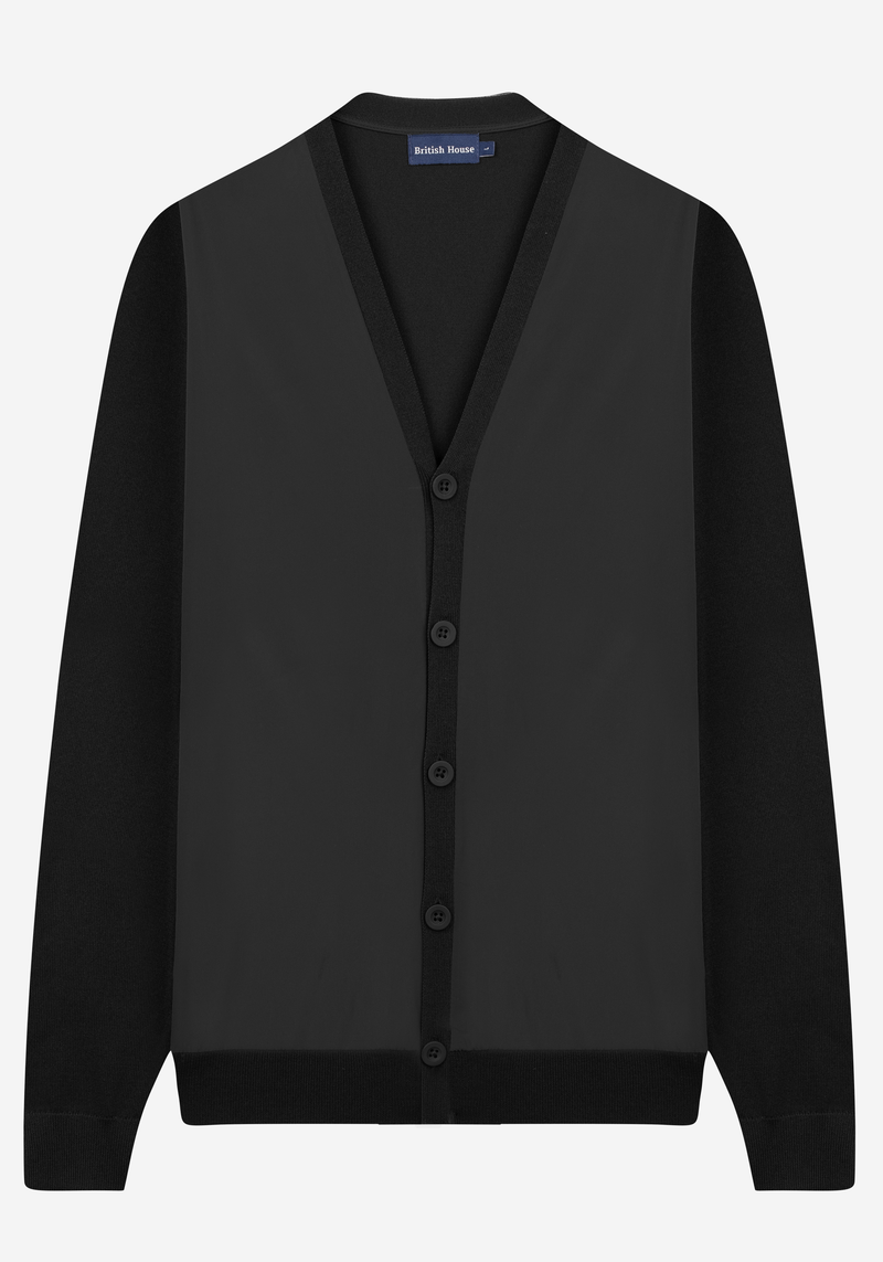 Carbon Black Polyamide Cardigan
