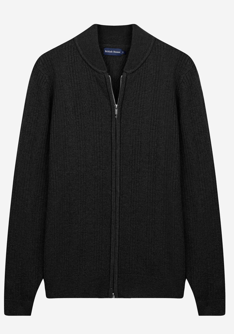 Dusk Black Double-Zipped Merino Wool Blend Pullover