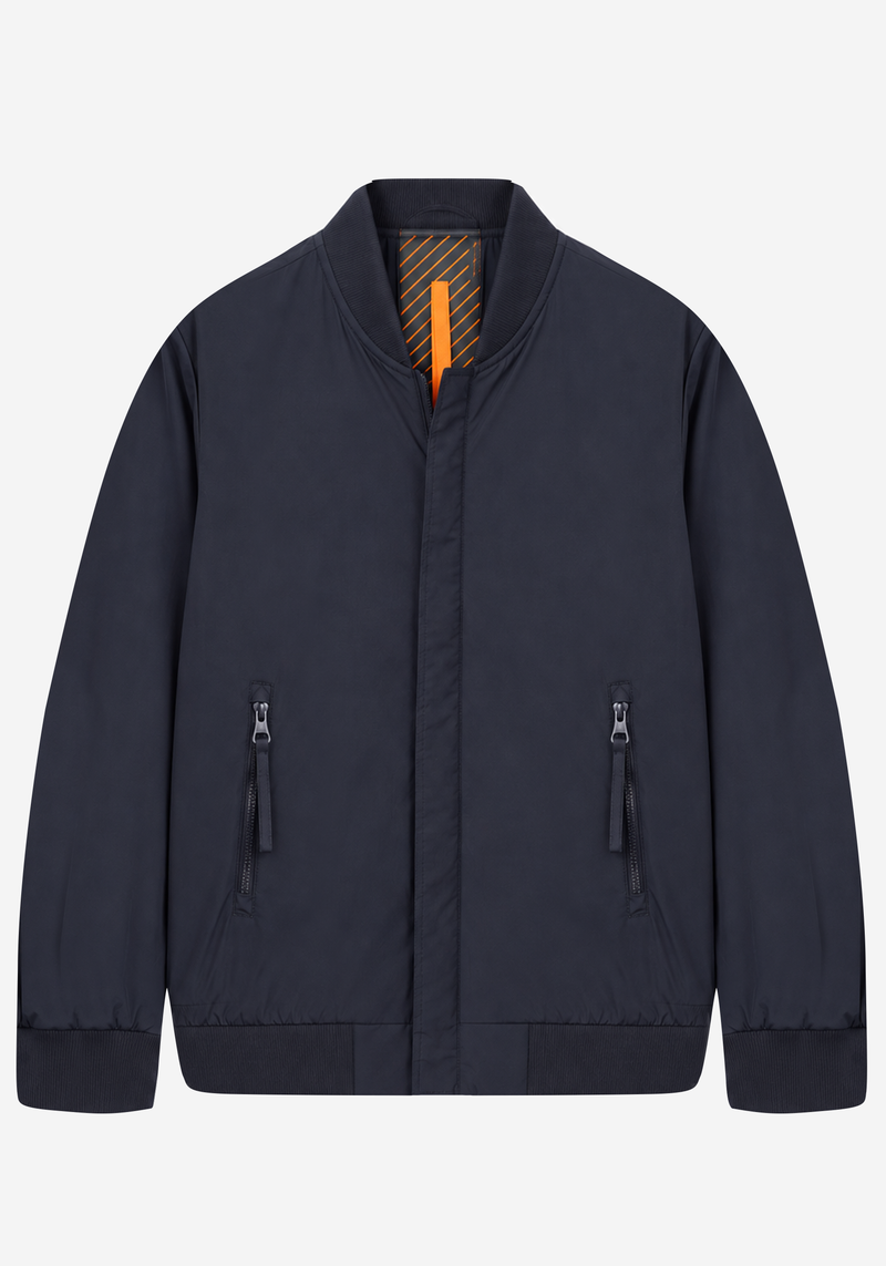 Dusty Navy Aero-Hybrid Bomber Jacket