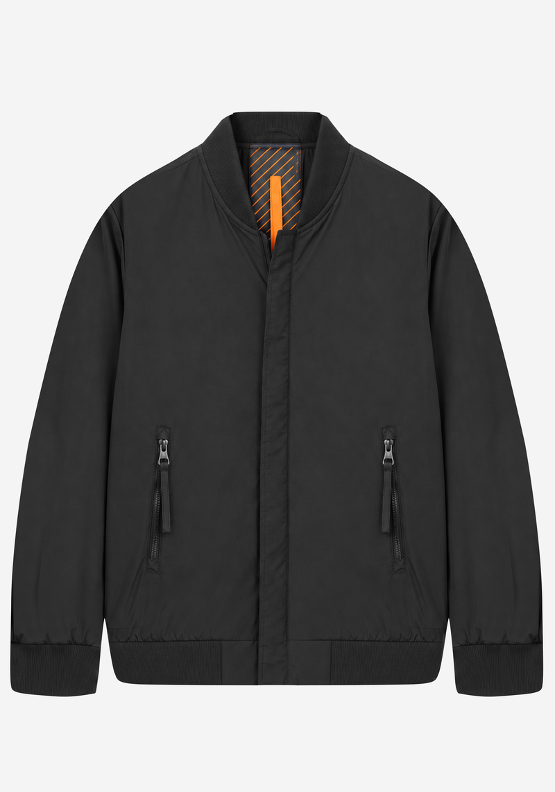 Mystic Black Aero-Hybrid Bomber Jacket