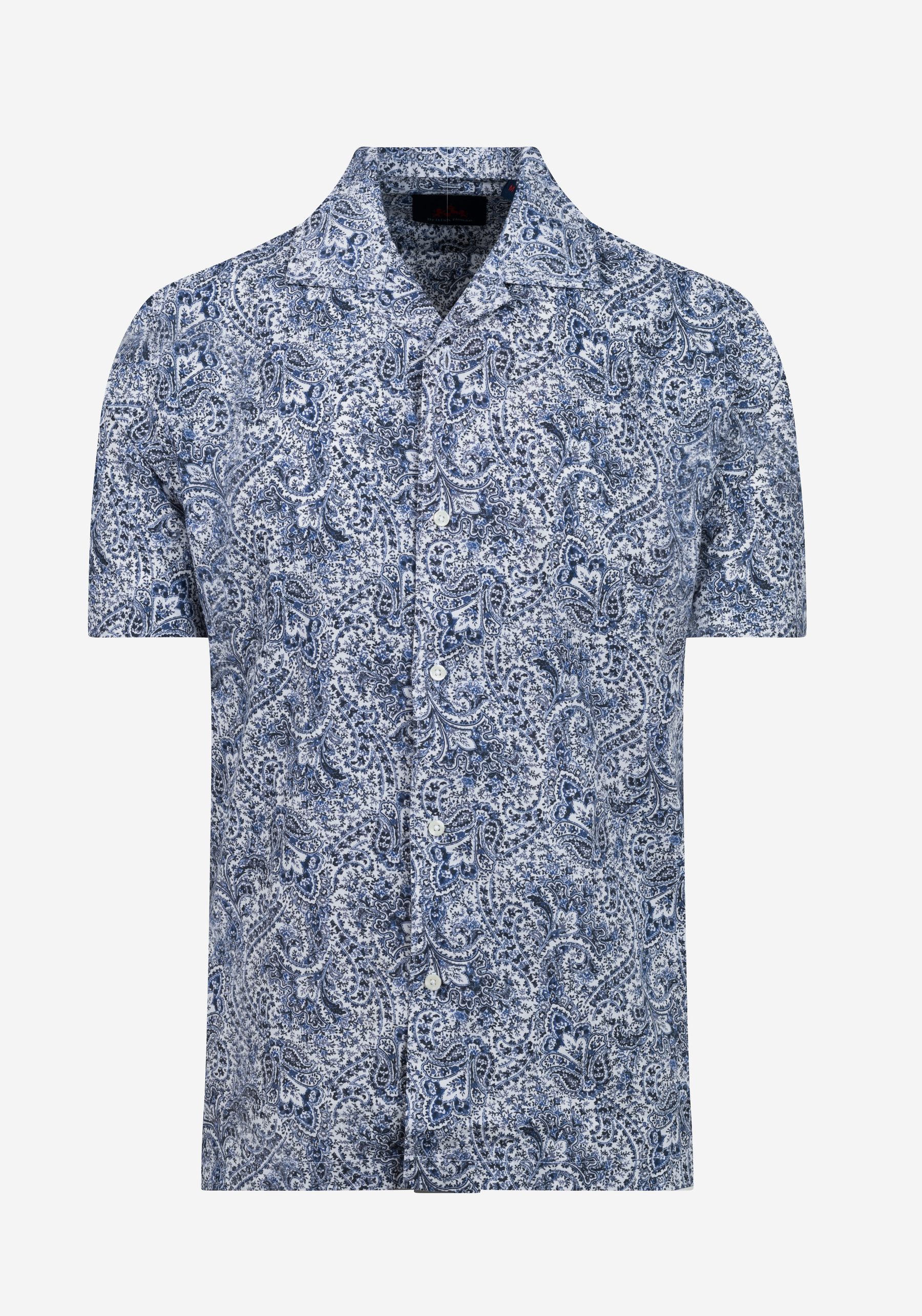 White Midnight Blue Poplin Resort Shirt - Short Sleeve