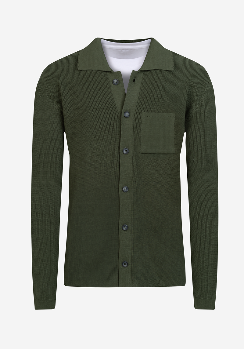 Deep Olive Heavy Knitted Cardigan
