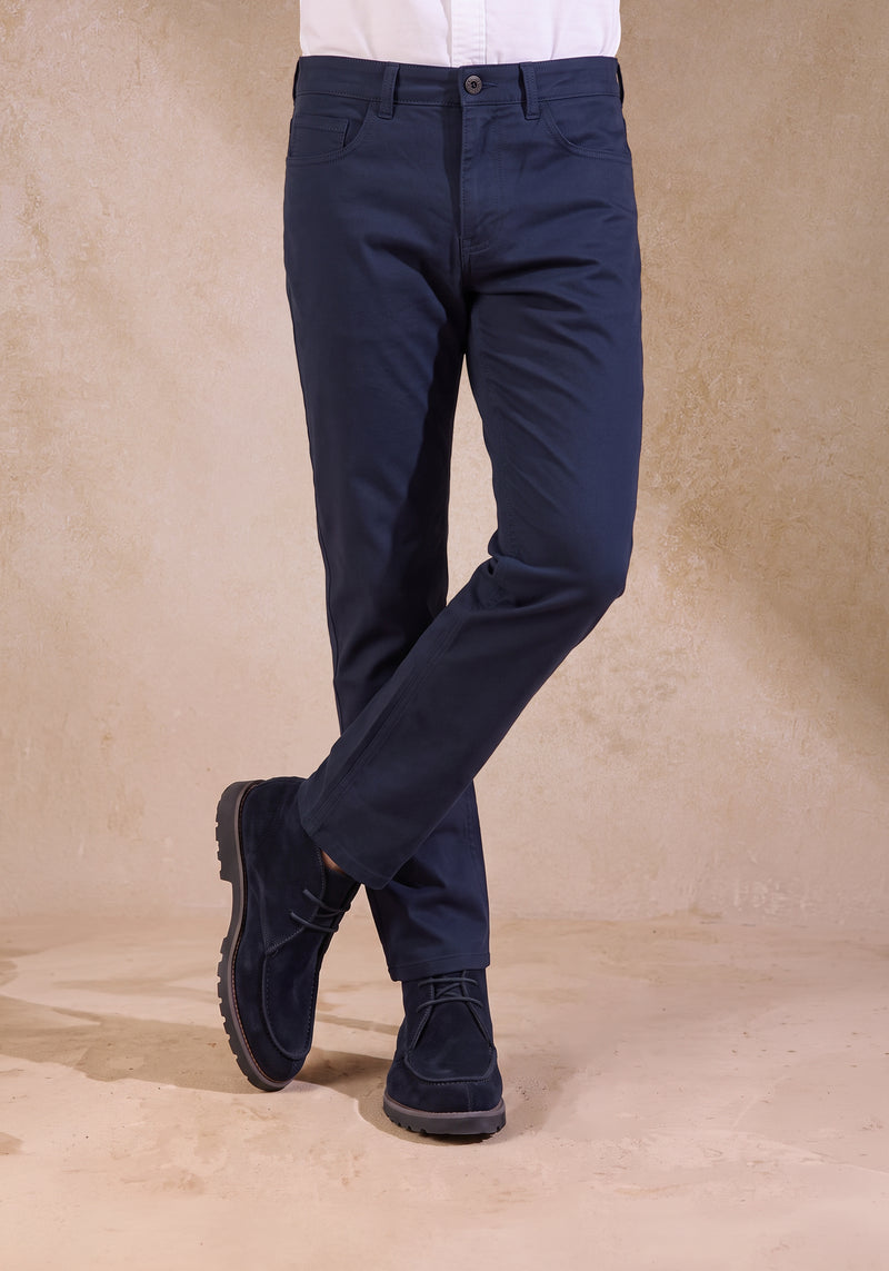 Shadow Navy Cotton Tencel Gabardine