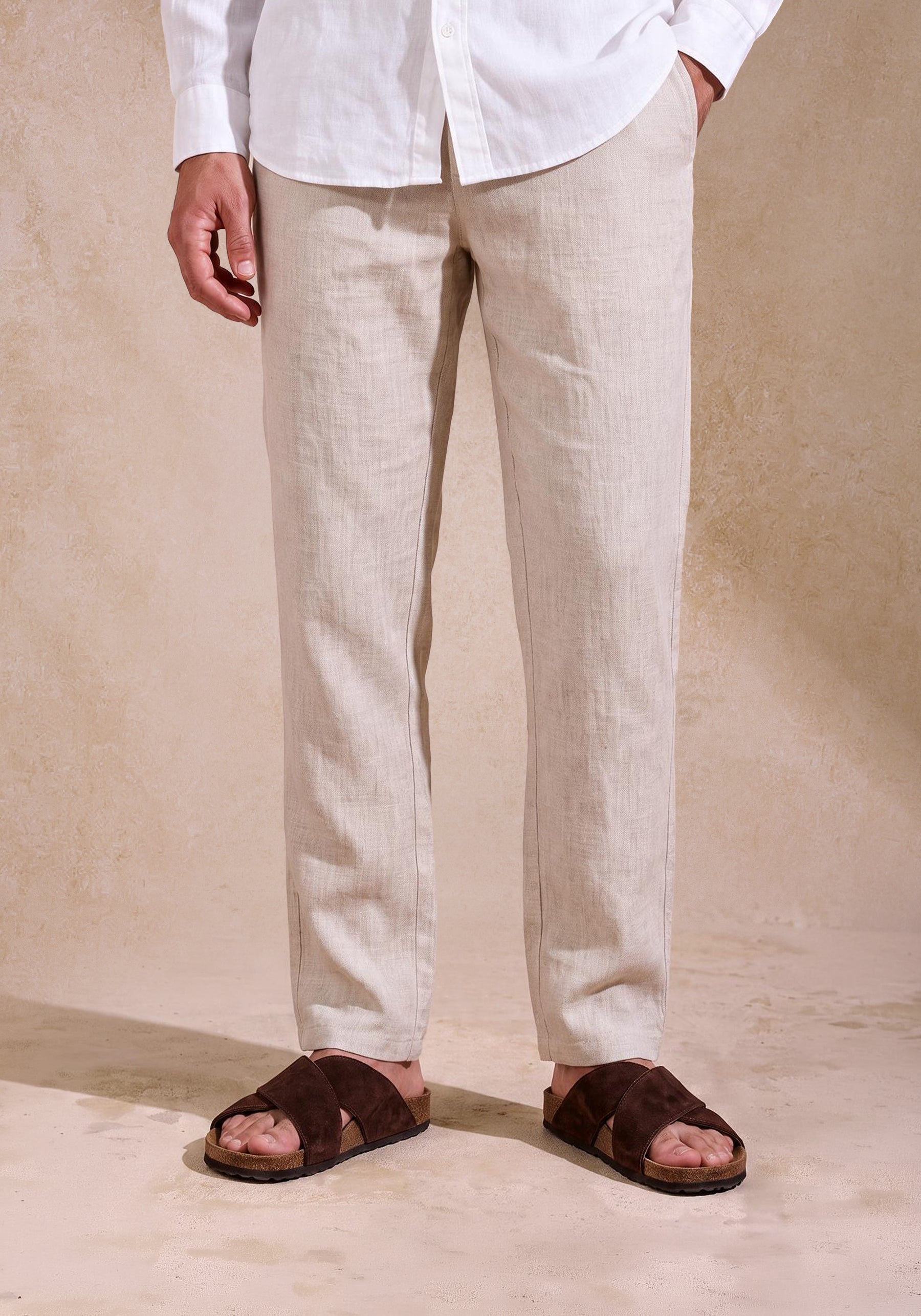 Hay Beige Soléa Pure Linen Pants