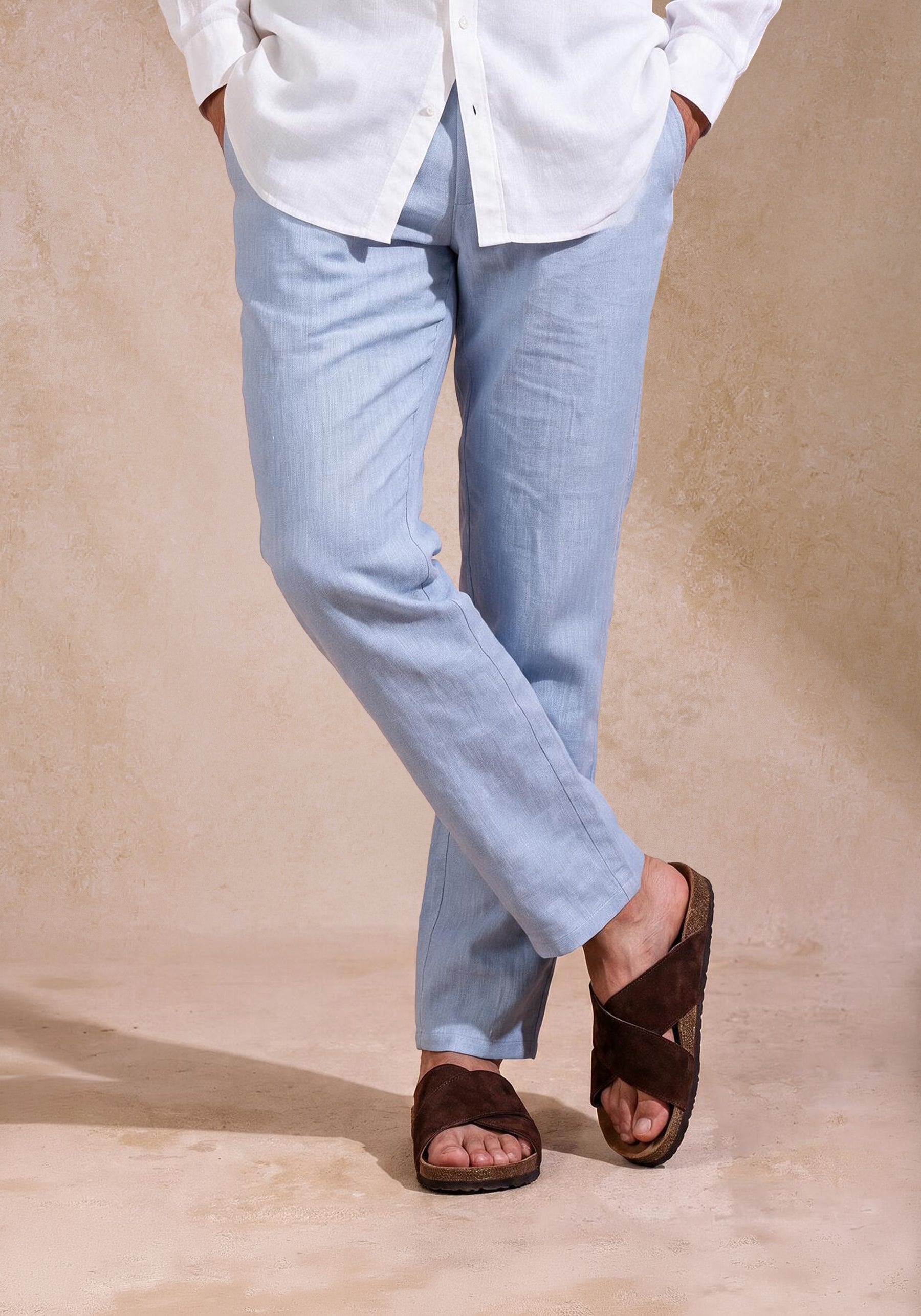 Airy Blue Soléa Pure Linen Pants