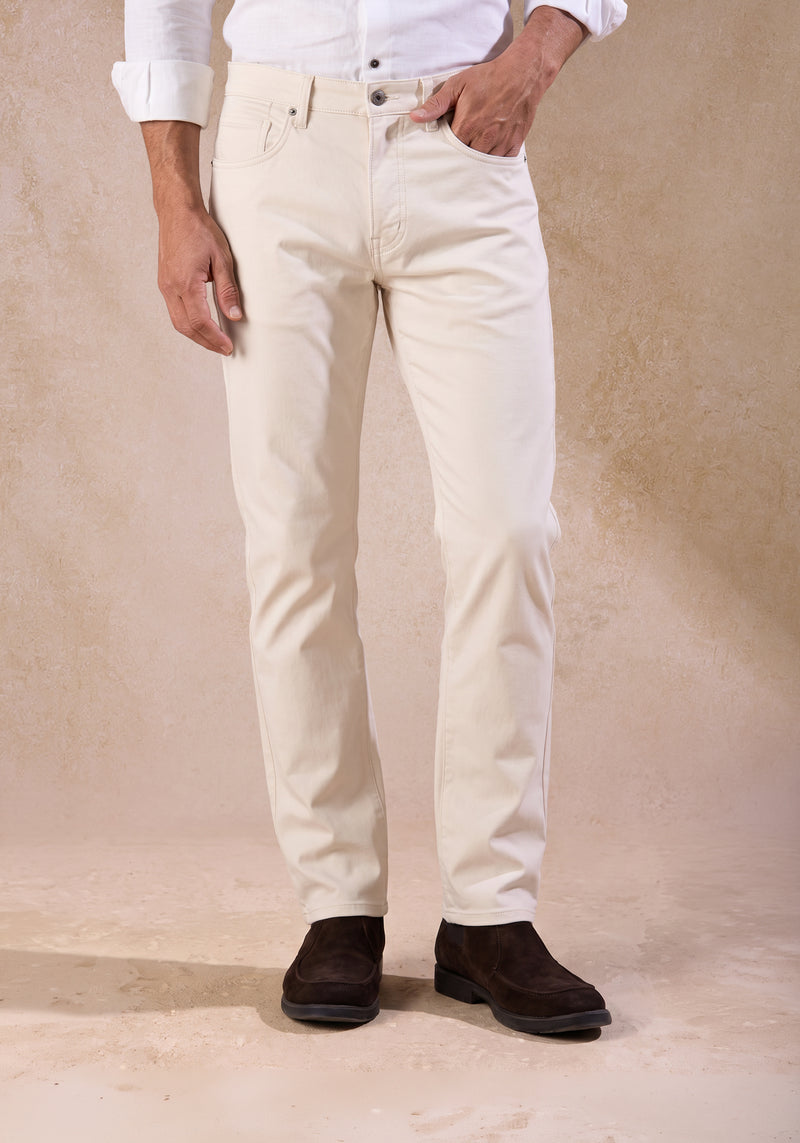Sandstone Beige Cotton Tencel Gabardine