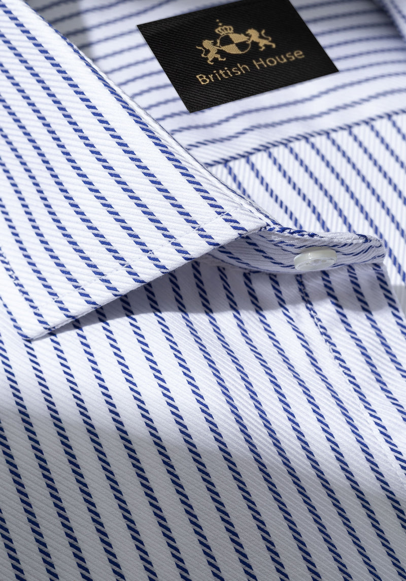 Royal Blue Stripe Fine Signature Twill Shirt