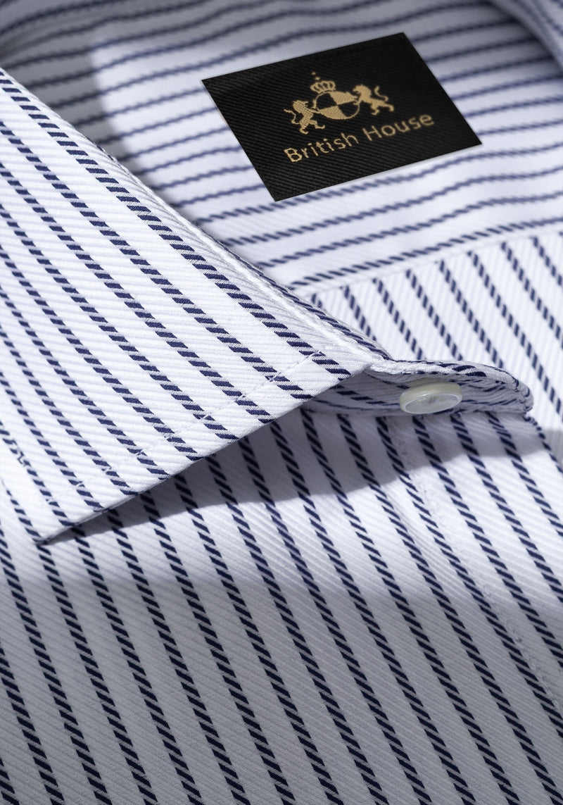 Cape Navy Stripe Fine Signature Twill Shirt