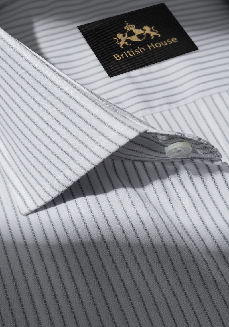 Silver Grey Stripe Fine Poplin Shirt