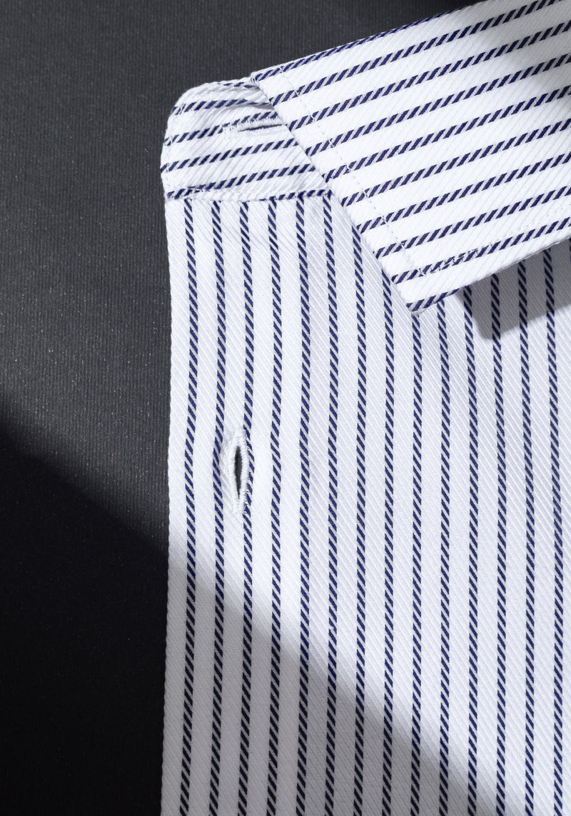 Cape Navy Stripe Fine Signature Twill Shirt