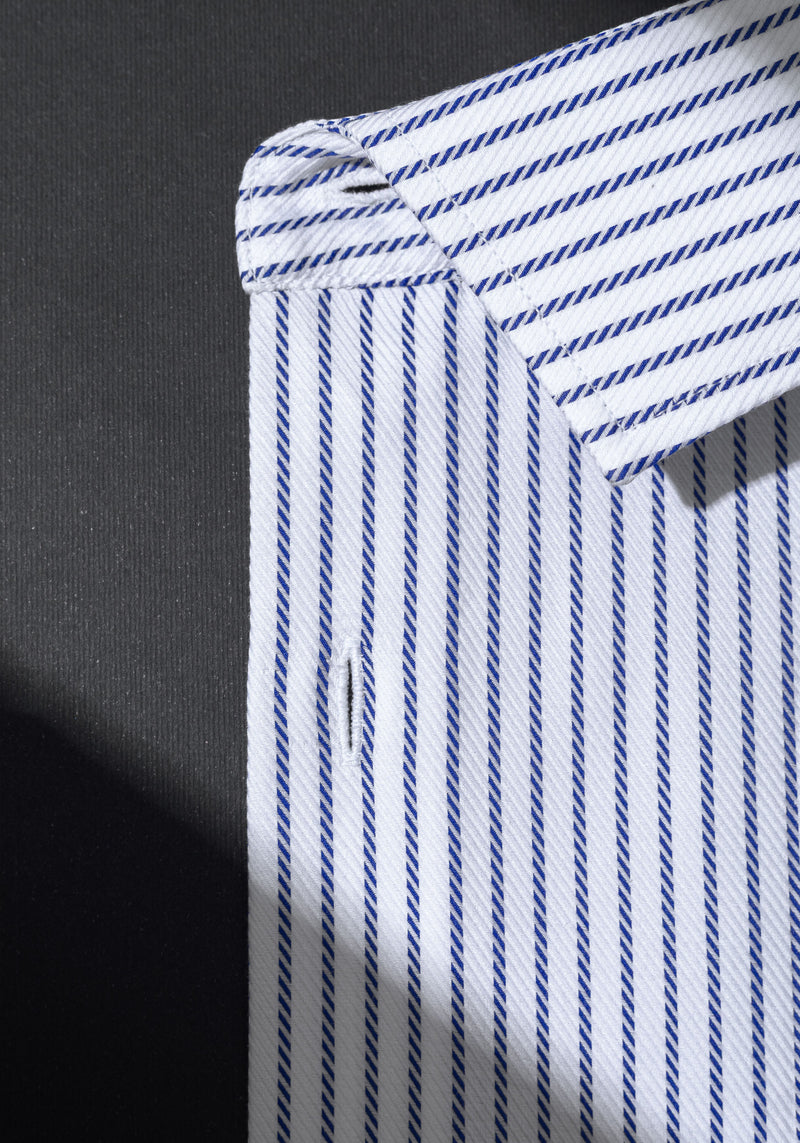 Royal Blue Stripe Fine Signature Twill Shirt