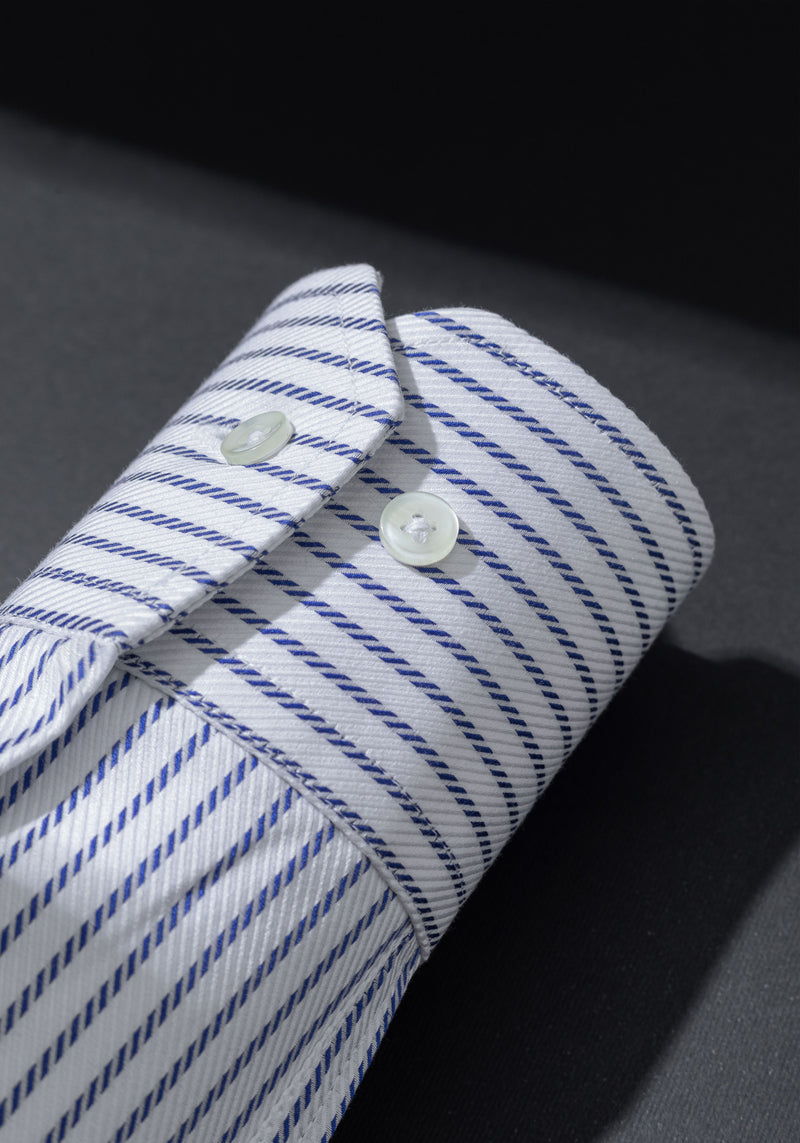 Royal Blue Stripe Fine Signature Twill Shirt