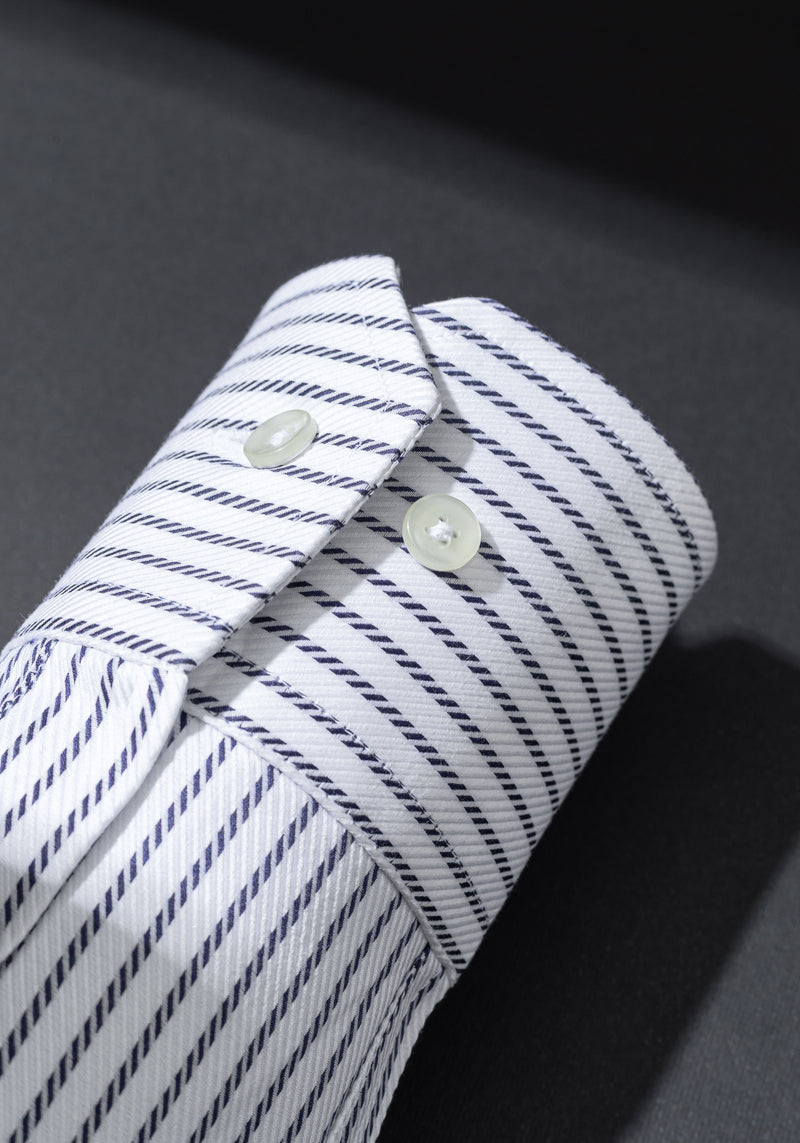 Cape Navy Stripe Fine Signature Twill Shirt