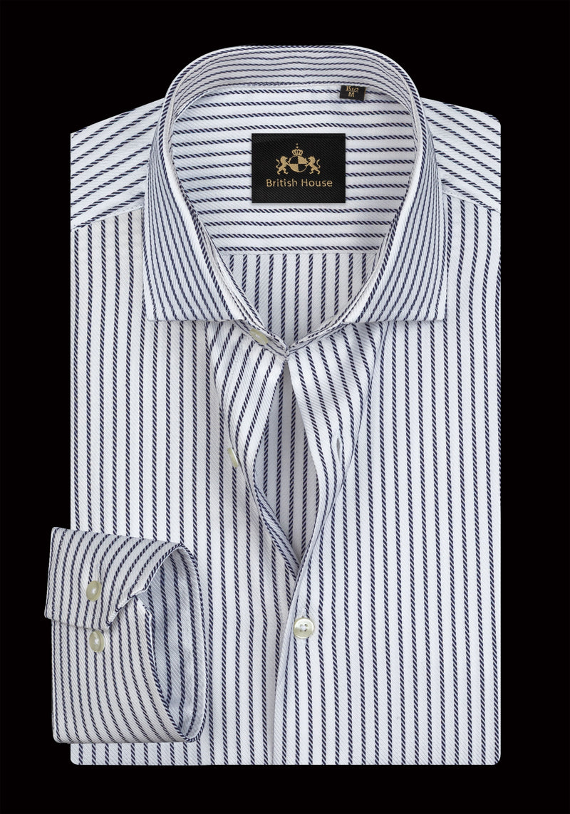 Cape Navy Stripe Fine Signature Twill Shirt