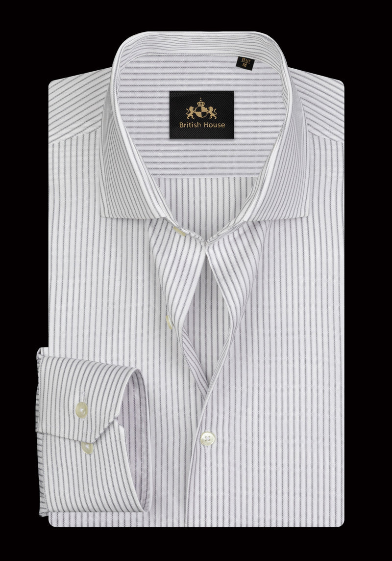 Silver Grey Stripe Fine Poplin Shirt