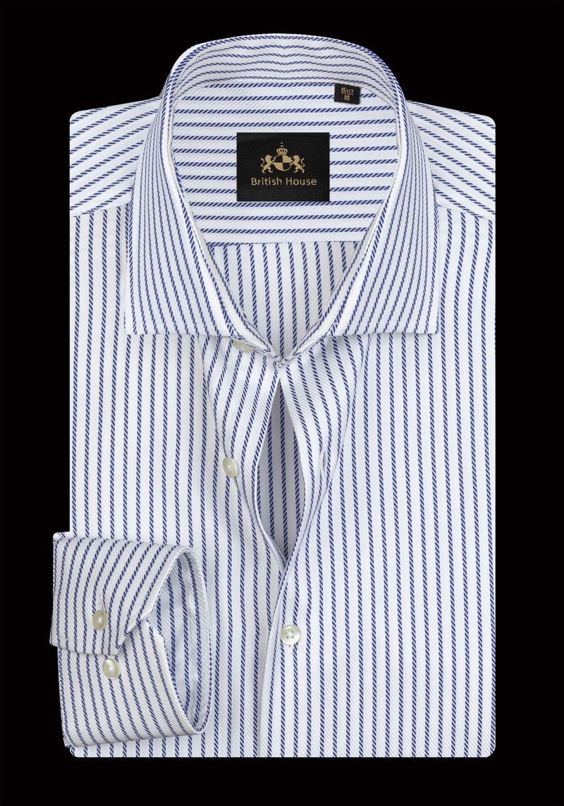 Royal Blue Stripe Fine Signature Twill Shirt
