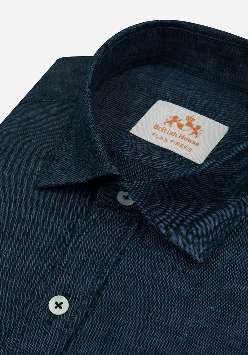Atlantic Navy Belgian Linen Shirt