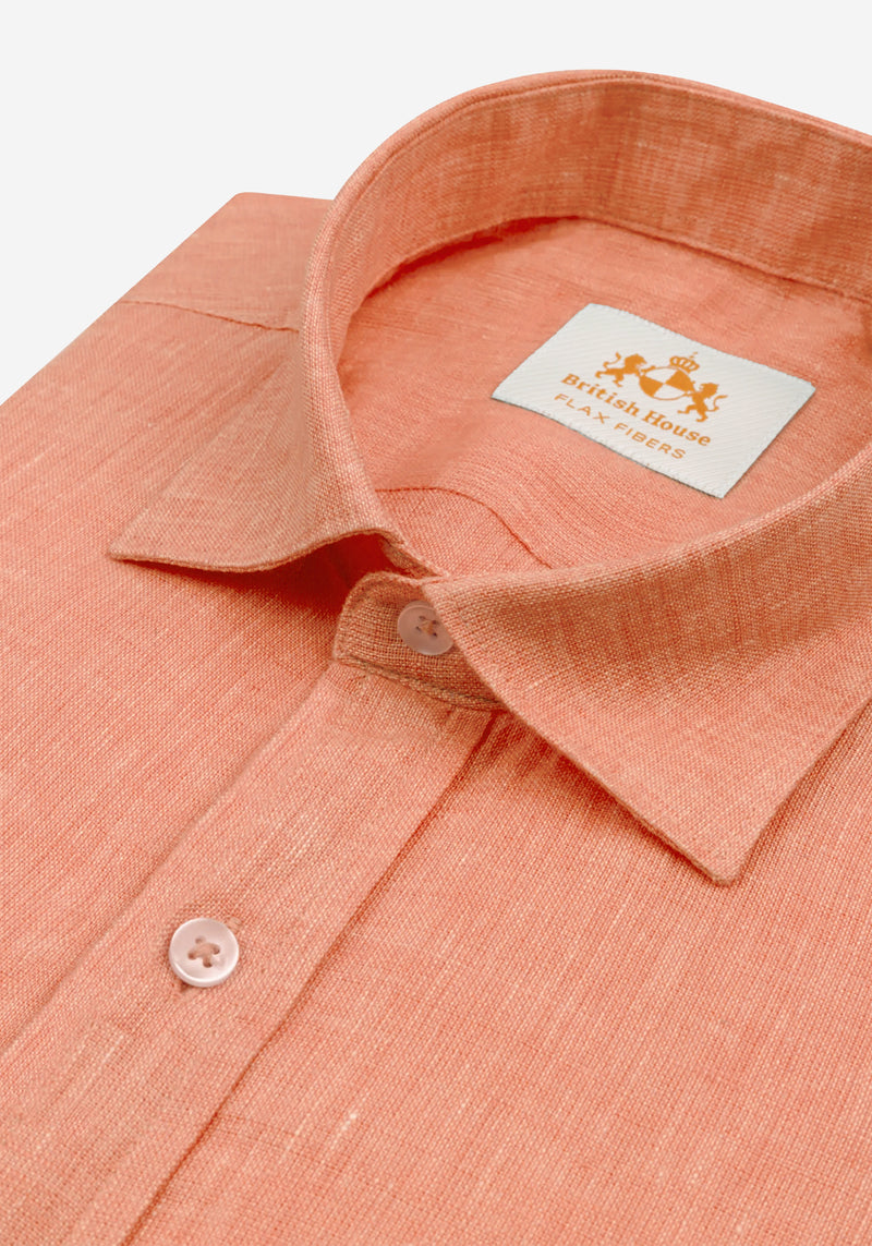 Rust Orange Belgian Linen Shirt