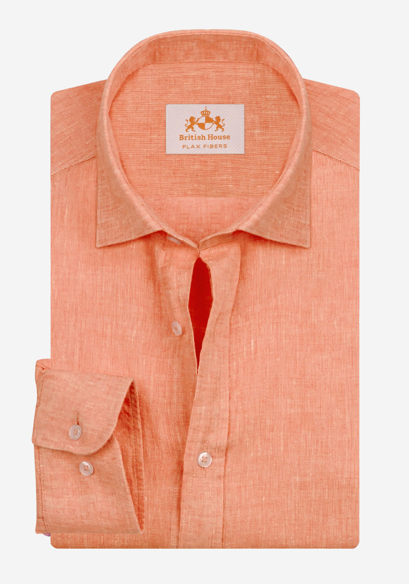 Rust Orange Belgian Linen Shirt