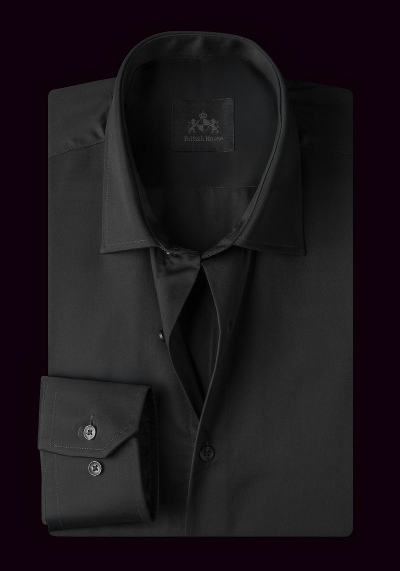 Crow Black Luxe Twill Shirt - Wrinkle-free
