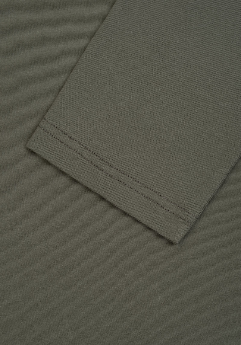 Sage Olive Cotton Undershirt - Long Sleeve