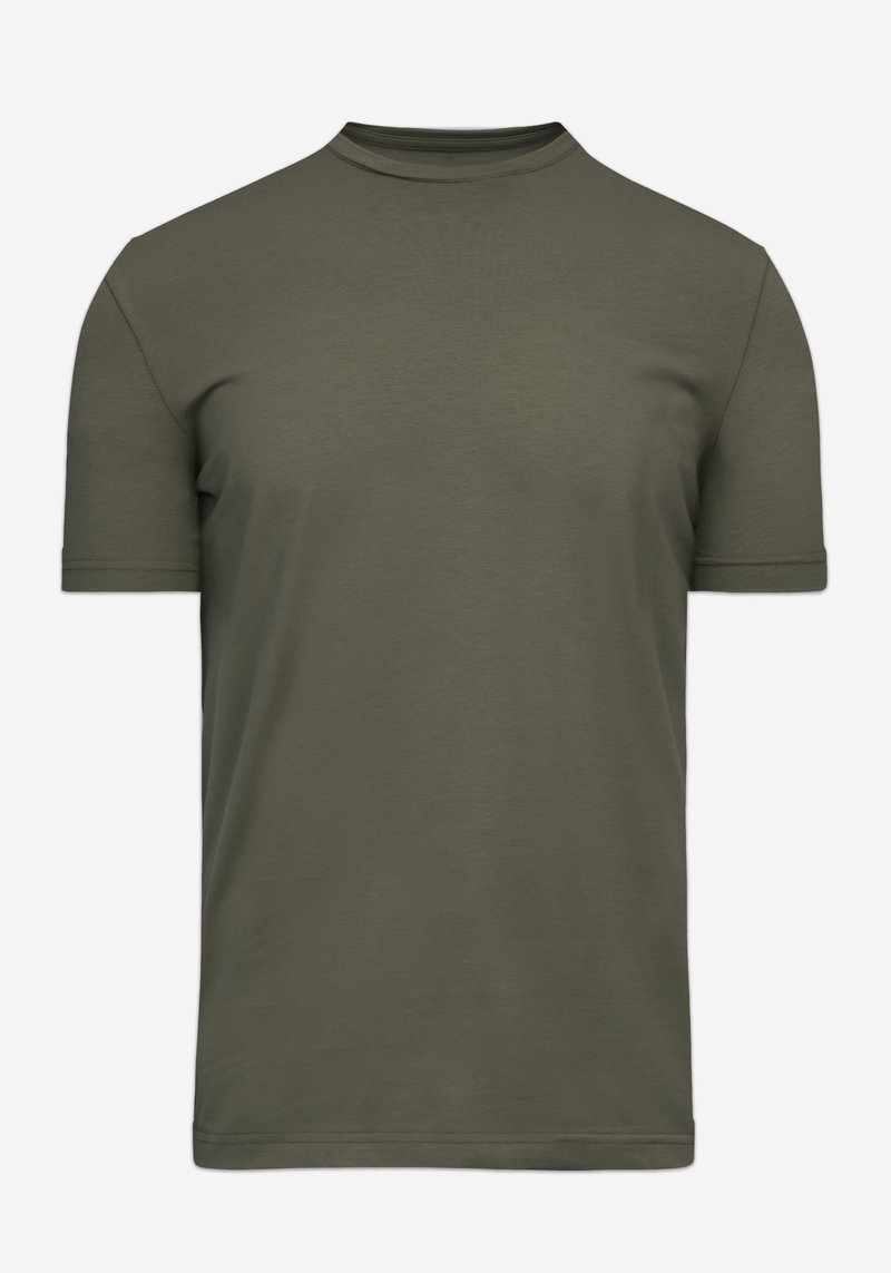 Dull Olive Cotton Undershirt - Short Sleeve