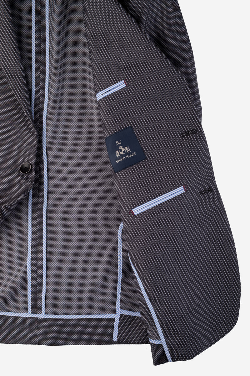 Contemporary Fit Cadet Gray Dotted Blazer