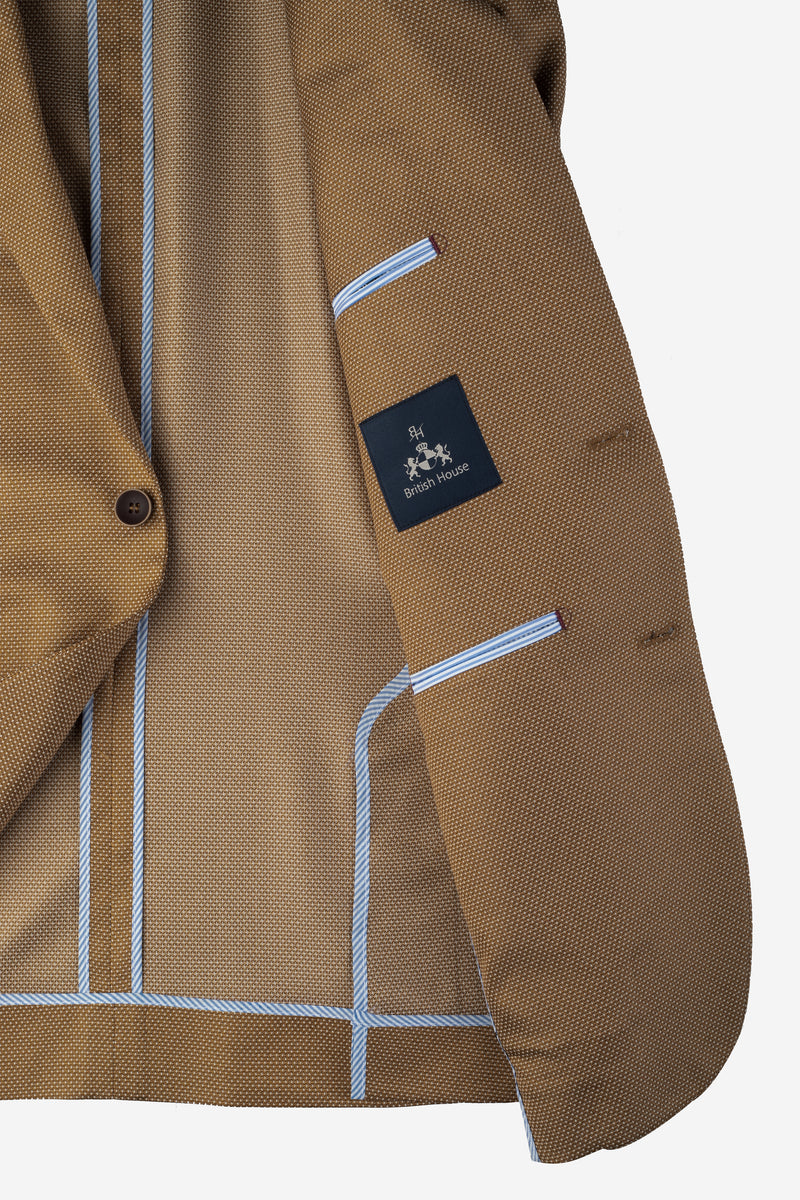 Contemporary Fit French Beige Dotted Blazer