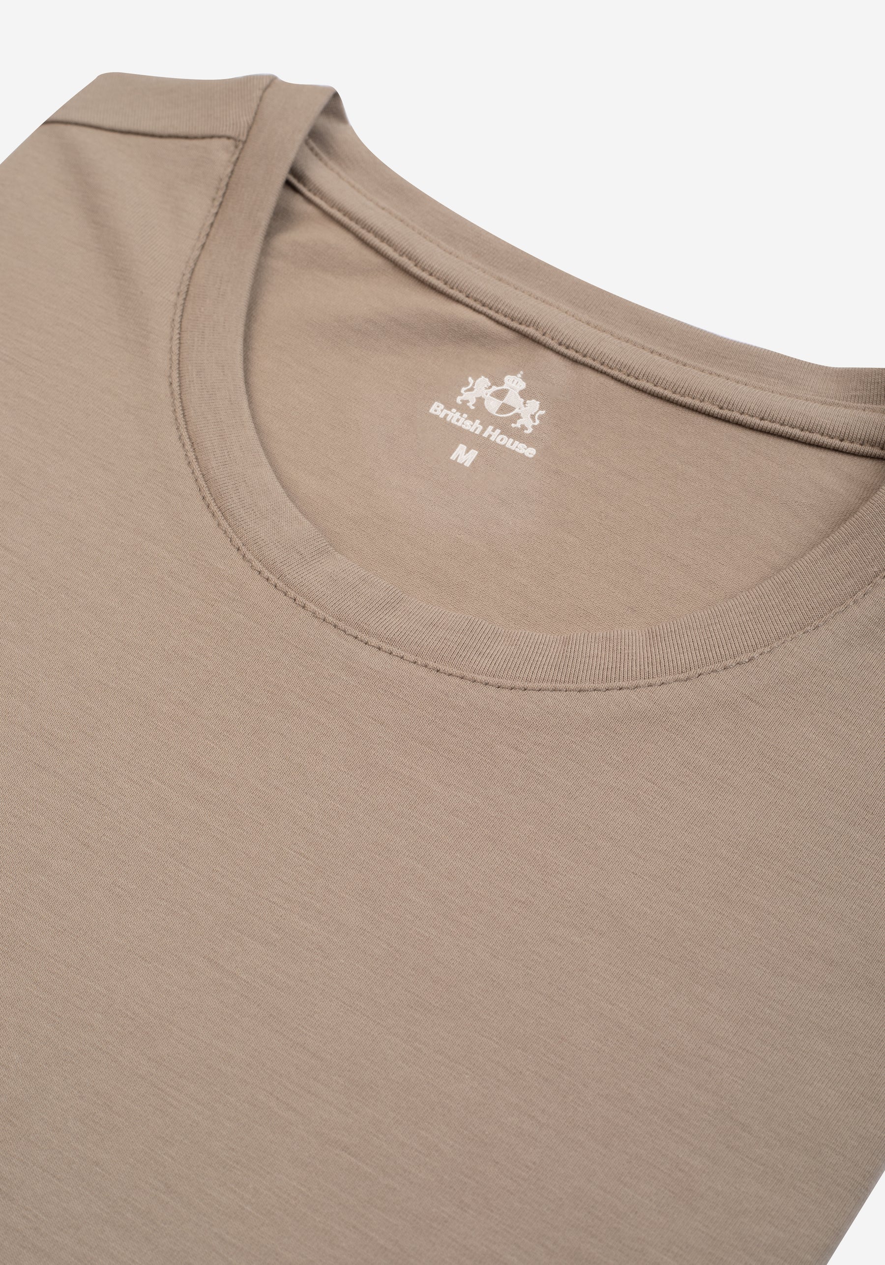 Dune Beige Cotton Undershirt - Short Sleeve