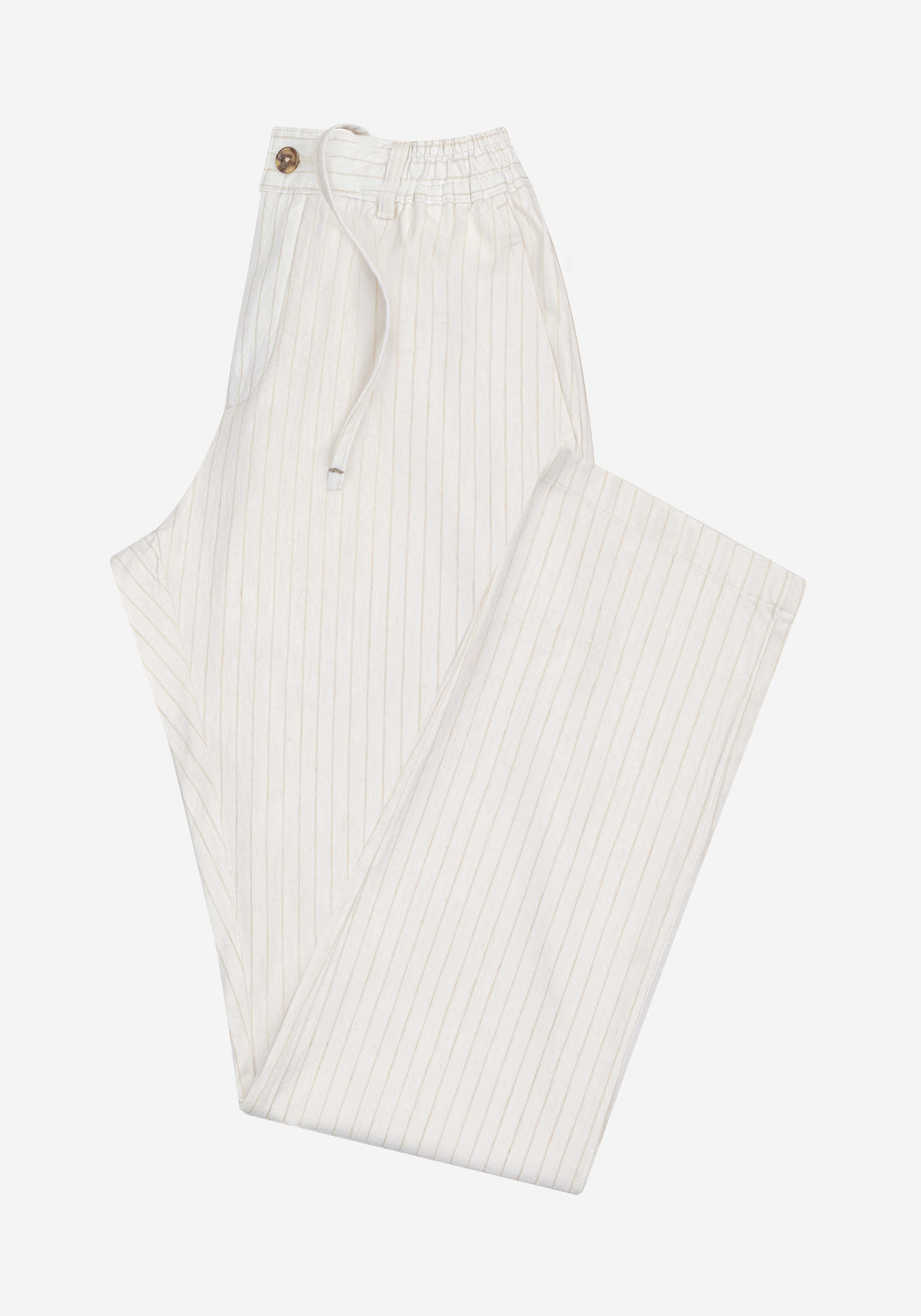 Resort Beige Stripe Cotton Tencel Linen Pants
