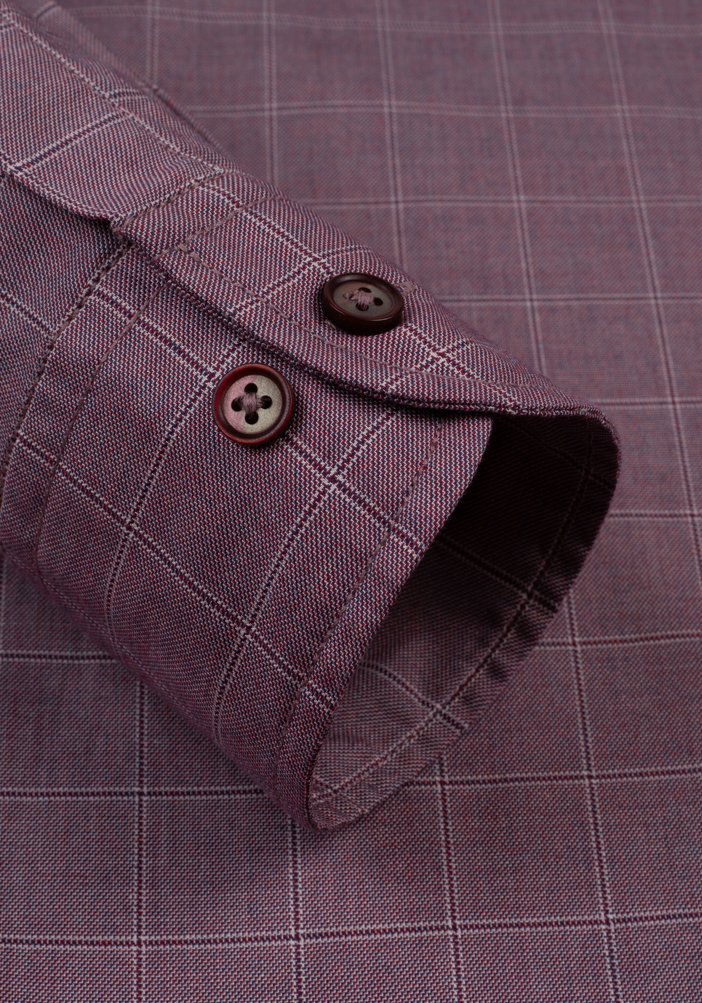 Faded Burgundy Plaid Washed Twill Melange Shirt