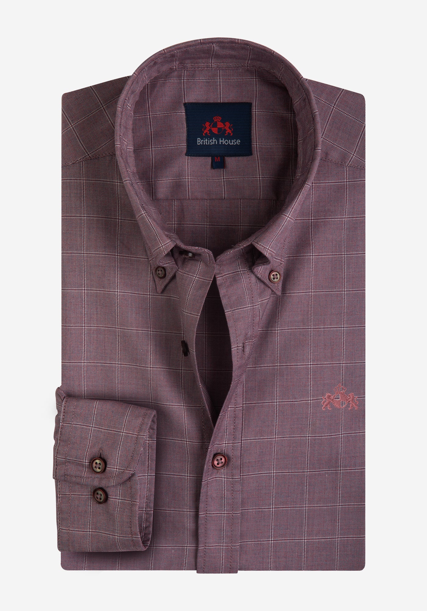 Faded Burgundy Plaid Washed Twill Melange Shirt