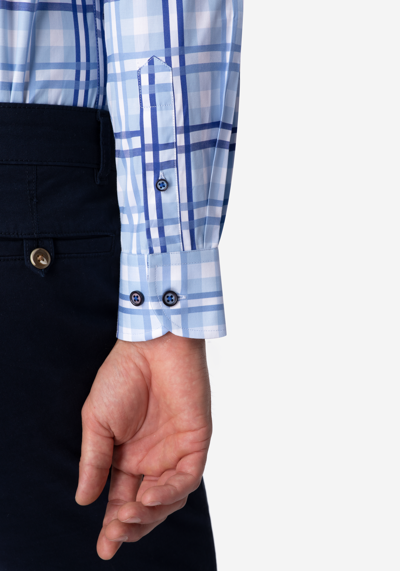 Deep Blue Checked Poplin Shirt