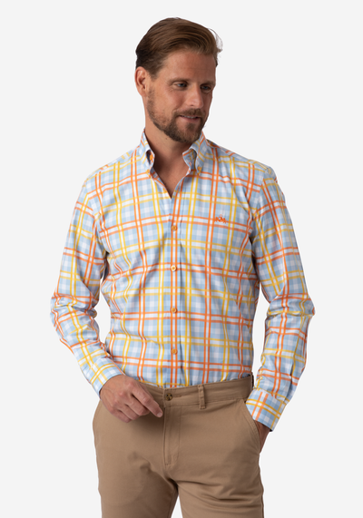 Yellow Orange Checked Poplin Shirt