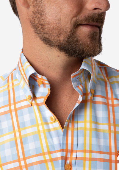 Yellow Orange Checked Poplin Shirt