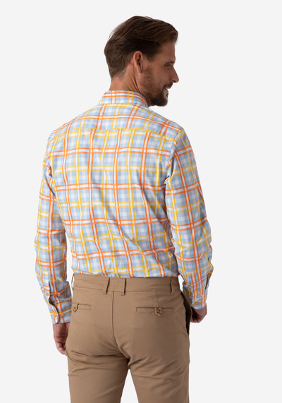 Yellow Orange Checked Poplin Shirt