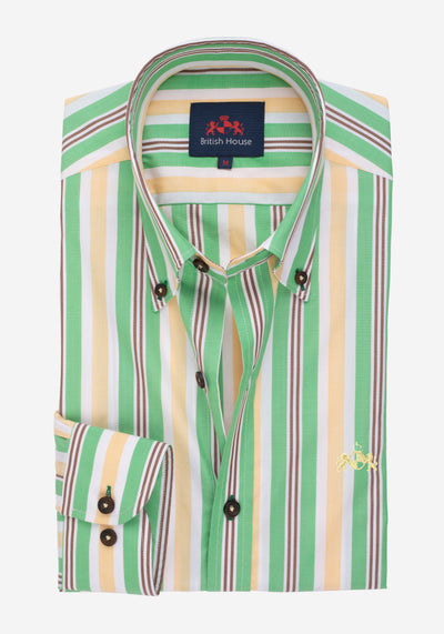 Yellow Green Stripe Poplin Shirt