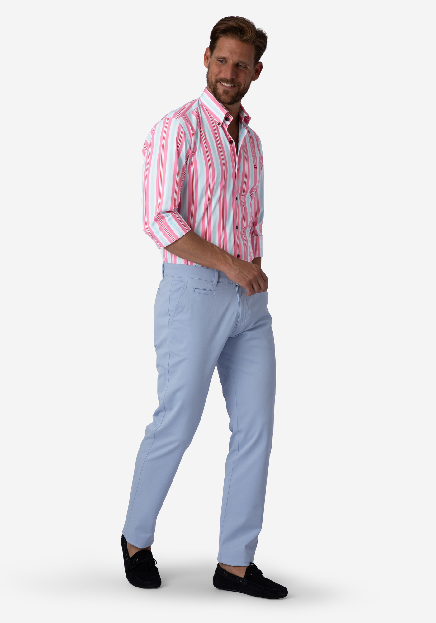 Pink Light Blue Stripe Poplin Shirt