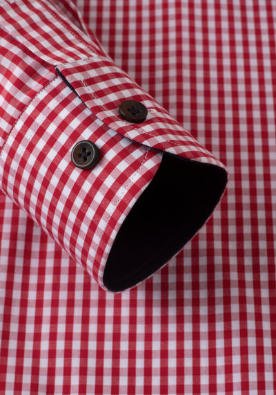 Fiery Red Checked Poplin Shirt