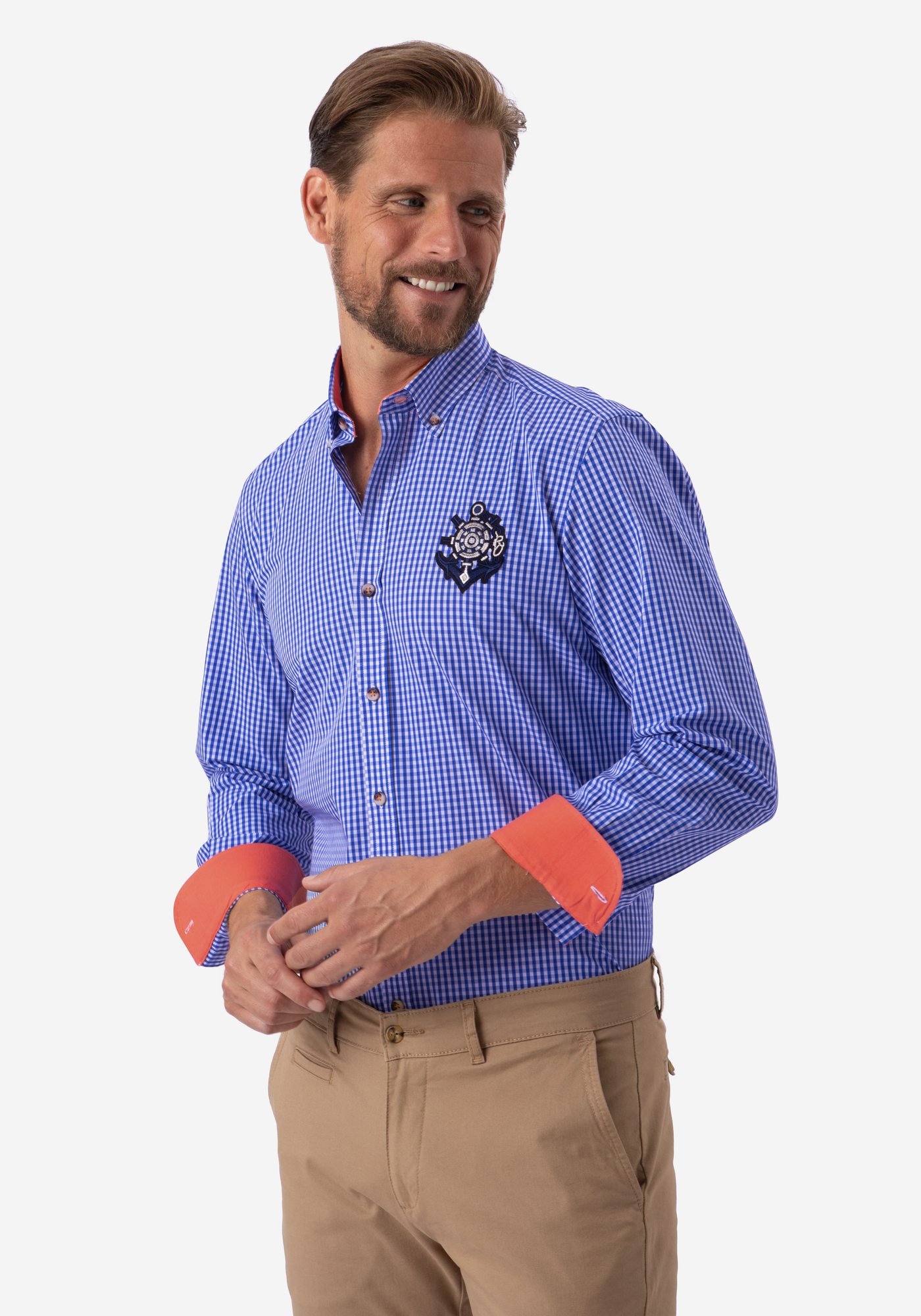 Lapis Blue Checked Poplin Shirt