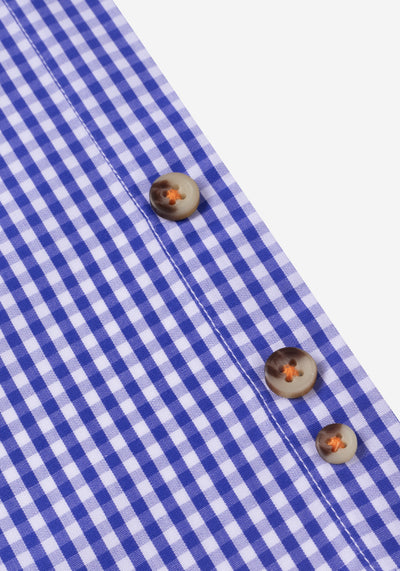 Lapis Blue Checked Poplin Shirt