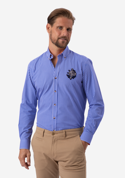 Lapis Blue Checked Poplin Shirt