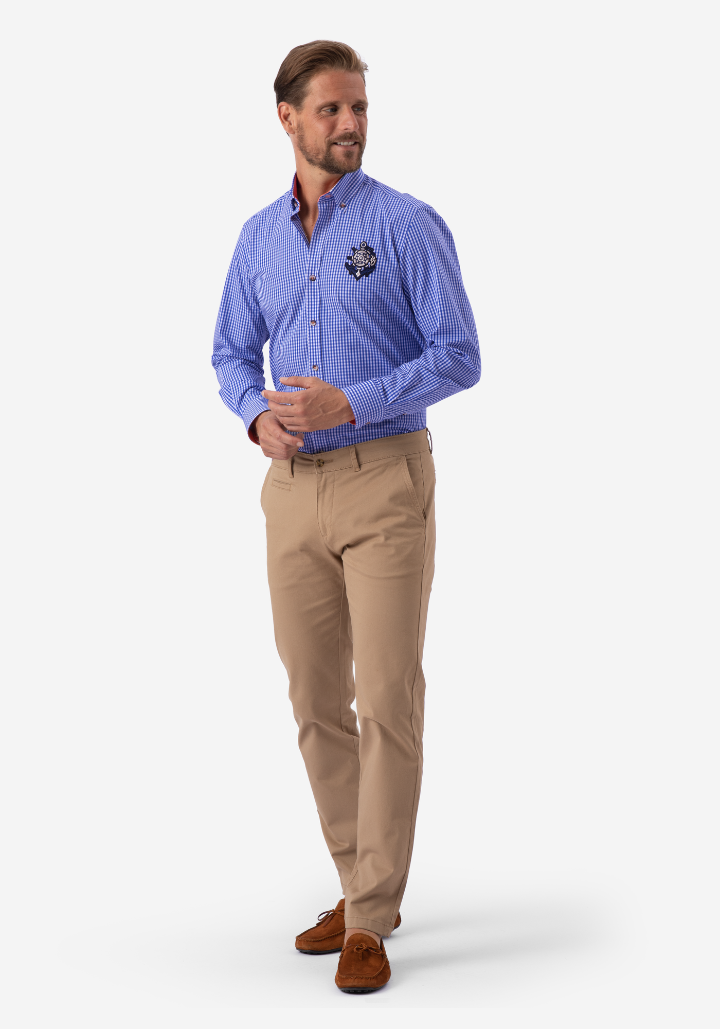 Lapis Blue Checked Poplin Shirt