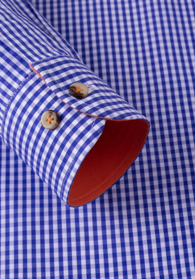 Lapis Blue Checked Poplin Shirt