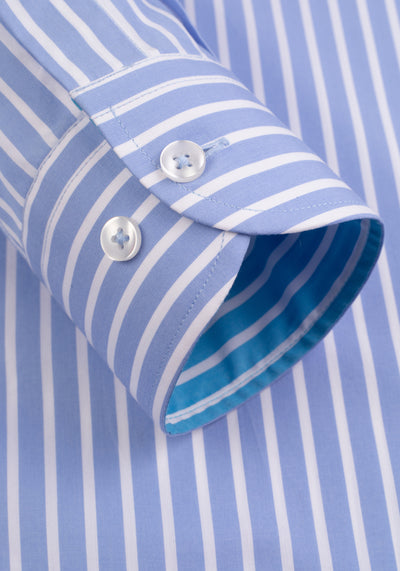 Light Powder Blue Stripe Tencel Cotton Shirt