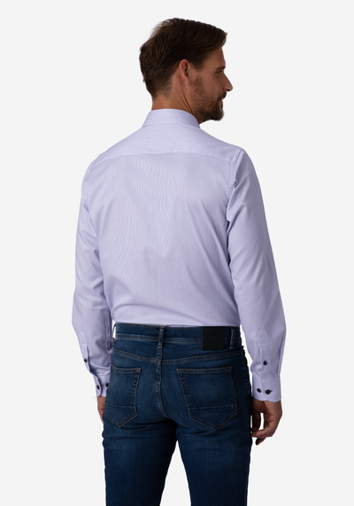 Metallic Blue Stripe Fine Twill Shirt